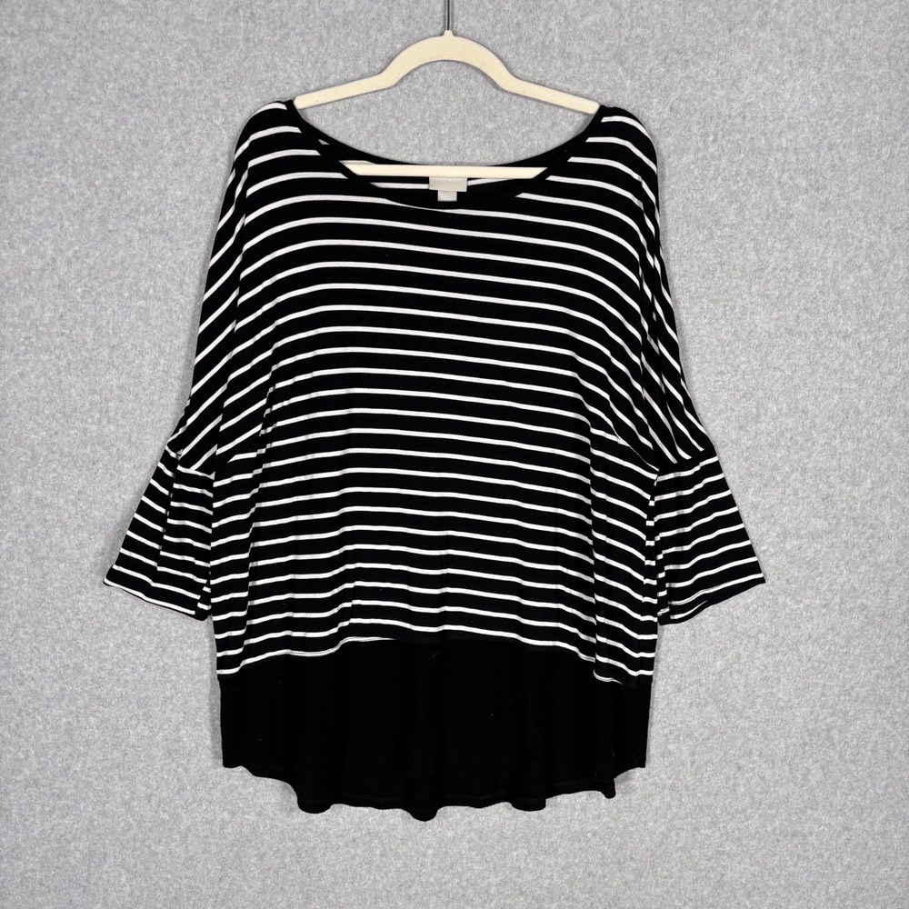 Zim Zoe Tunic Top Size 18 Black White Stripe Soft Thin Lagenlook Artsy Lounge